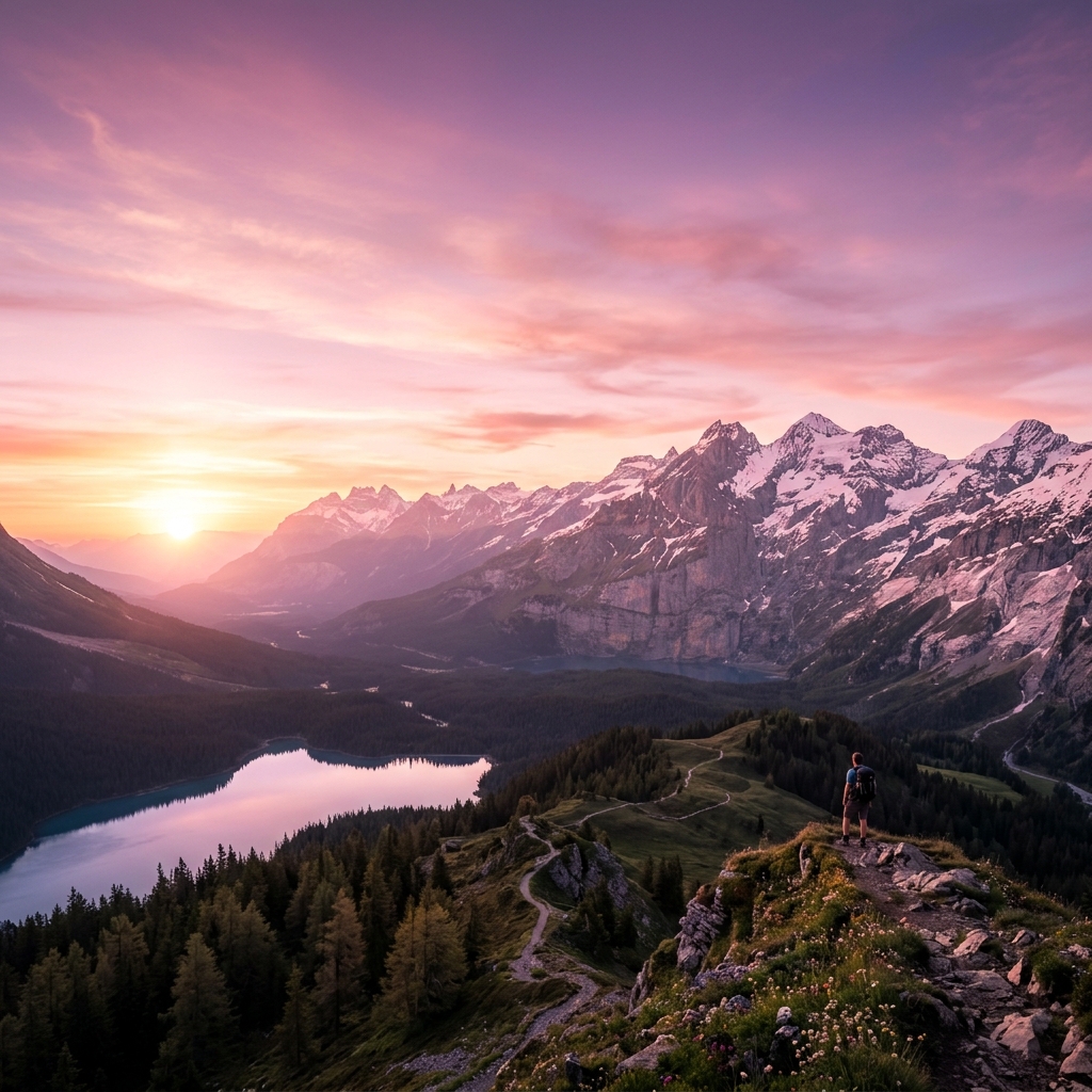 Inspirational Sunset Mountain Landscape
