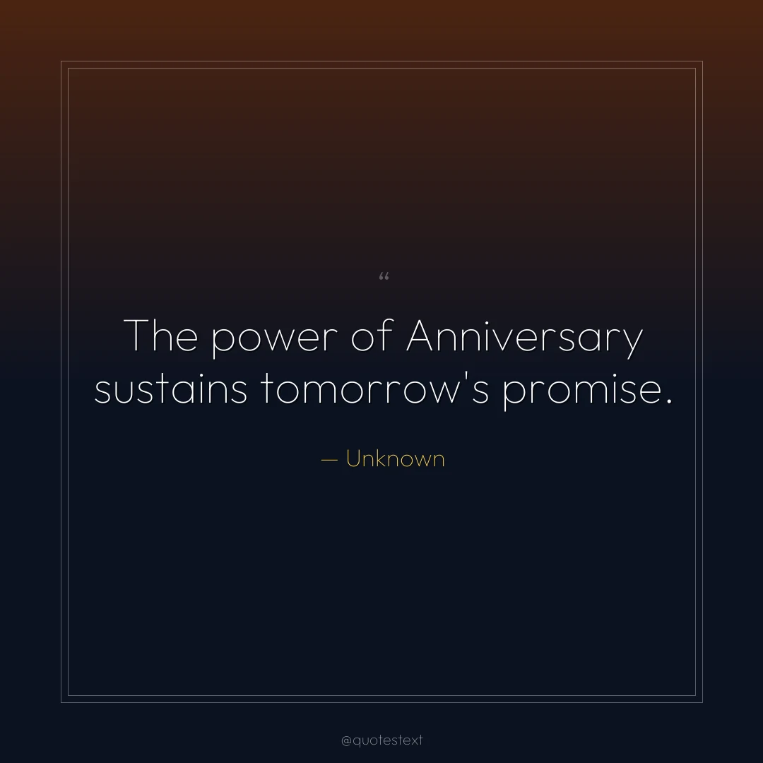 The power of Anniversary sustains tomorrow's promise.