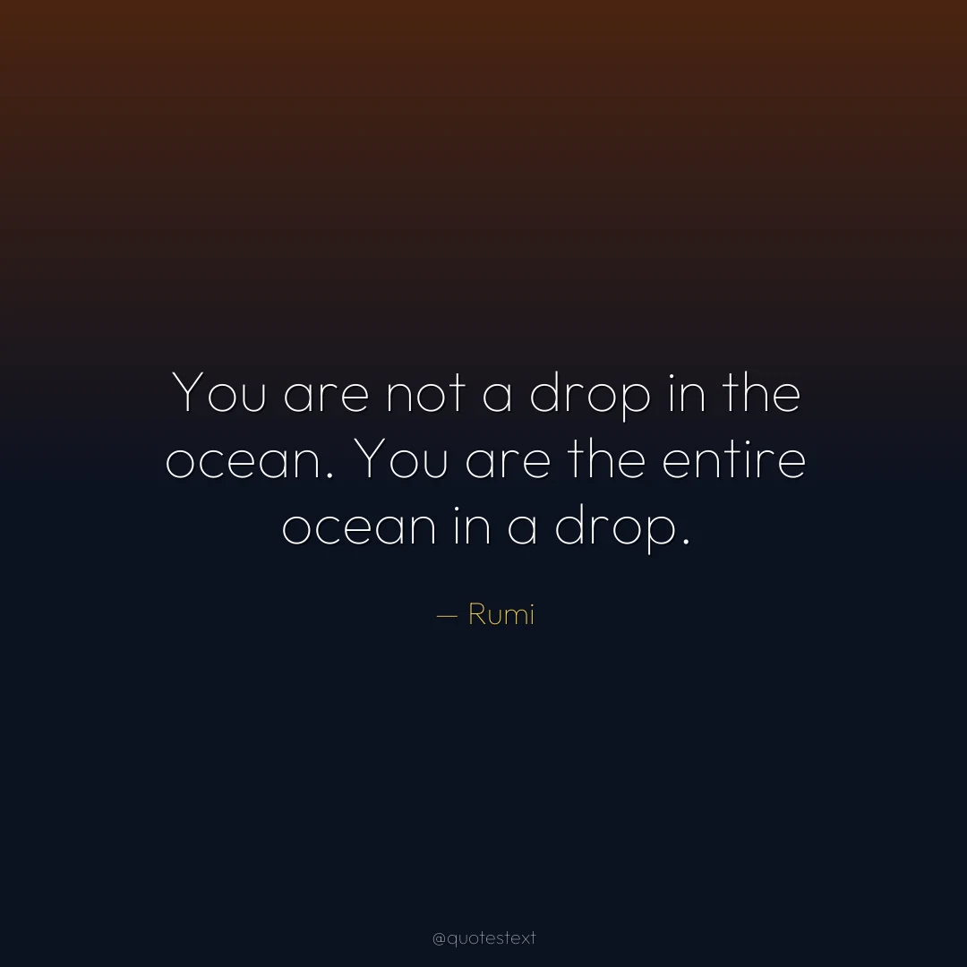 You are not a drop in the ocean. You are the entire ocean in a drop.