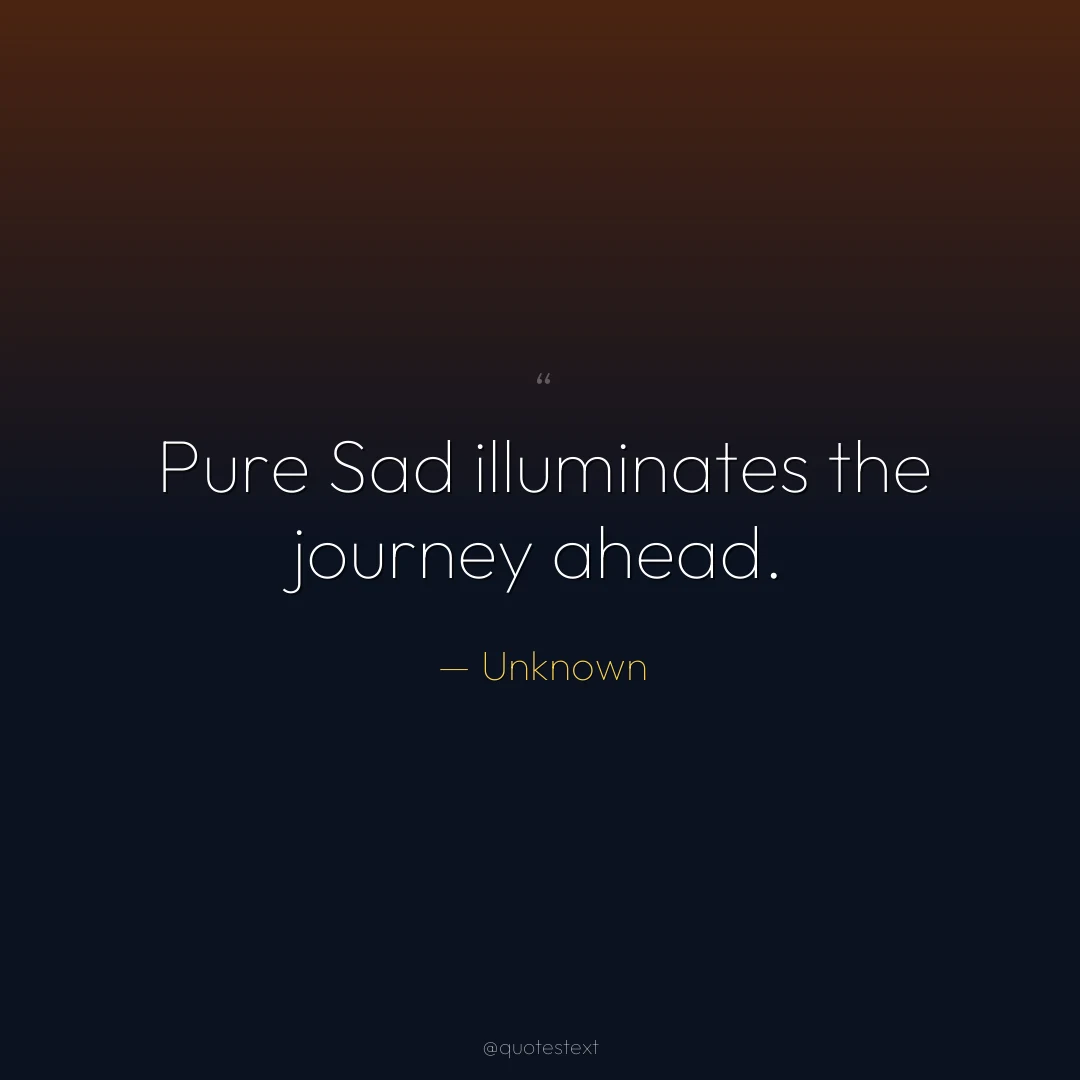 Pure Sad illuminates the journey ahead.